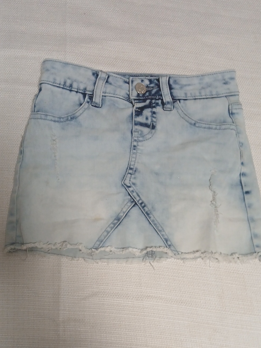 Justice Light Blue Distressed Denim Mini Skirt